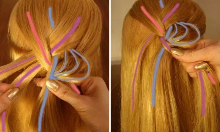 Kepang dari rambut panjang (68 foto): Tenun kepang indah. Bagaimana cara membuat gaya rambut dengan tangan Anda sendiri? Skema untuk pemula 5804_51