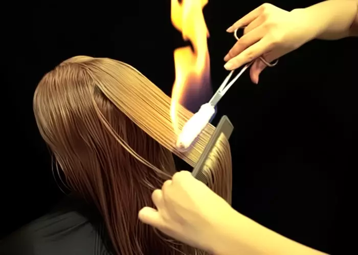 Haircut Fire (47 Foto): Apa itu Pyroporesis? Perawatan rambut setelah prosedur berapi-api, ulasan gadis 5814_2