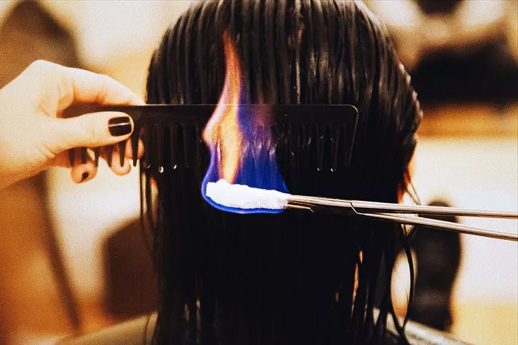 Фризури пожар (47 фотографии): Што е Pyroporesis? Нега на косата по огнена постапка, осврти на девојки 5814_4