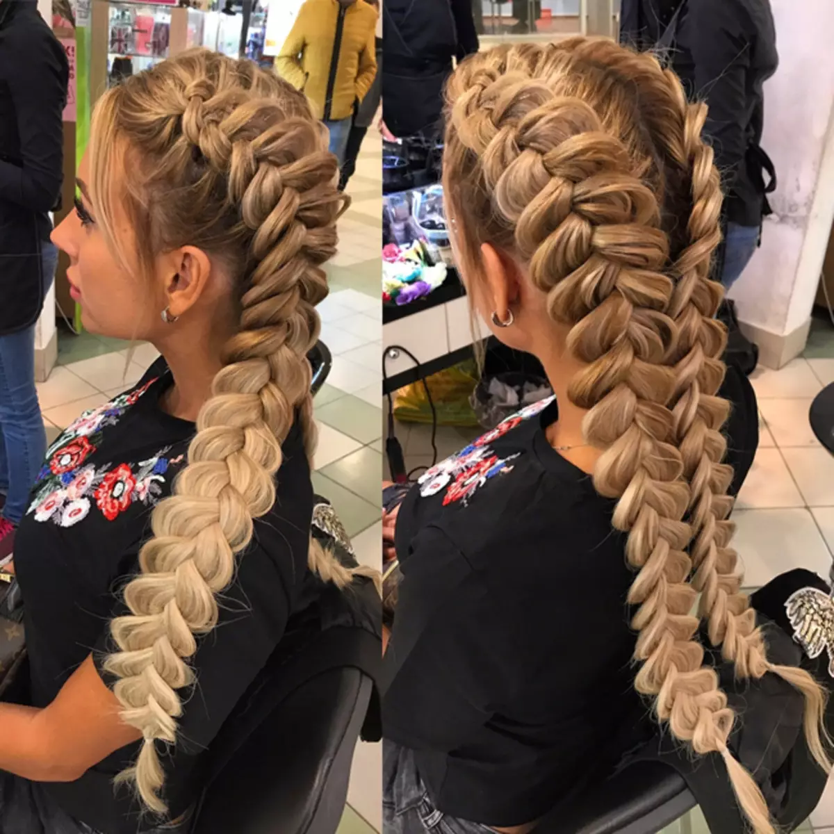 Wéi braiden zwee Pigtails? 61 Fotoen wéi Dir 2 Braids aus laang Hoer weave? Weaving Braids op de Säiten. Schéin Frisuren mat Braids a locker Hoer 5817_24