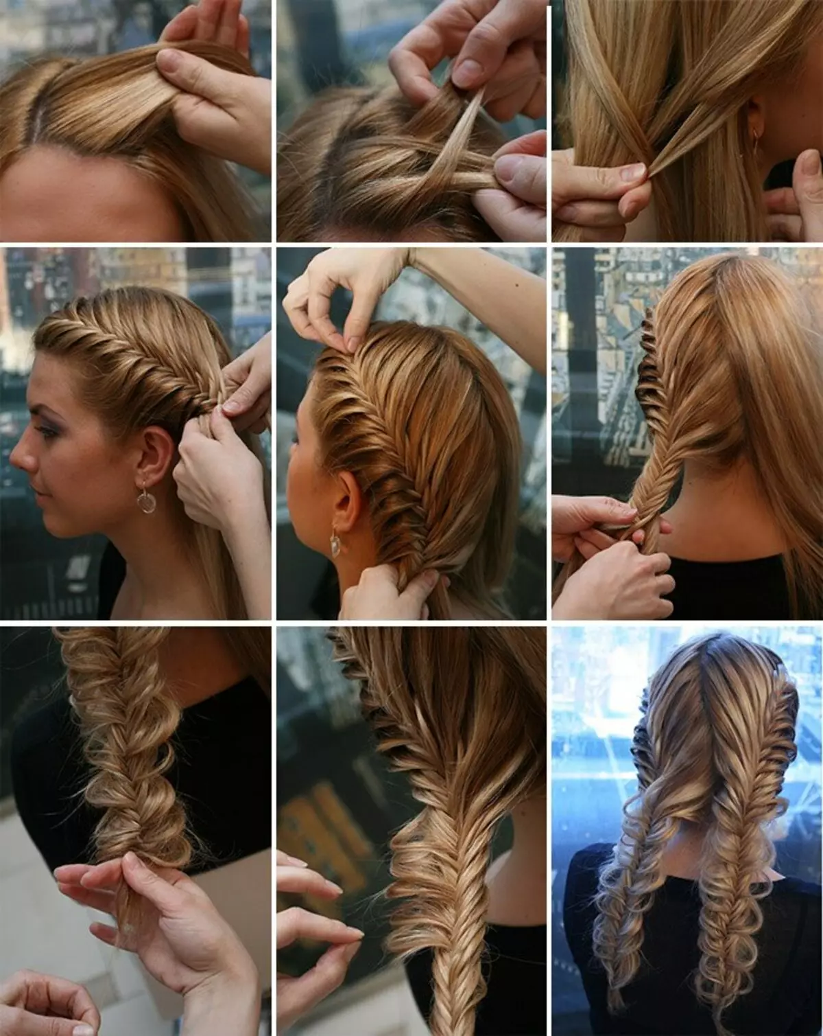 How to braid two pigtails? 61 Photos How to weave 2 braids from long hair? Weaving braids on the sides. Beautiful hairstyles with braids and loose hair 5817_25
