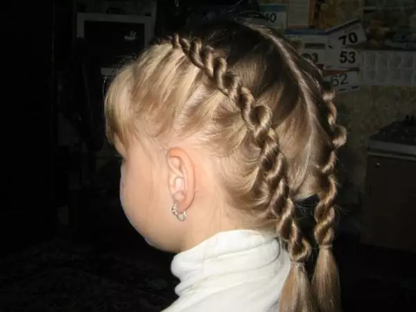 Wéi braiden zwee Pigtails? 61 Fotoen wéi Dir 2 Braids aus laang Hoer weave? Weaving Braids op de Säiten. Schéin Frisuren mat Braids a locker Hoer 5817_31