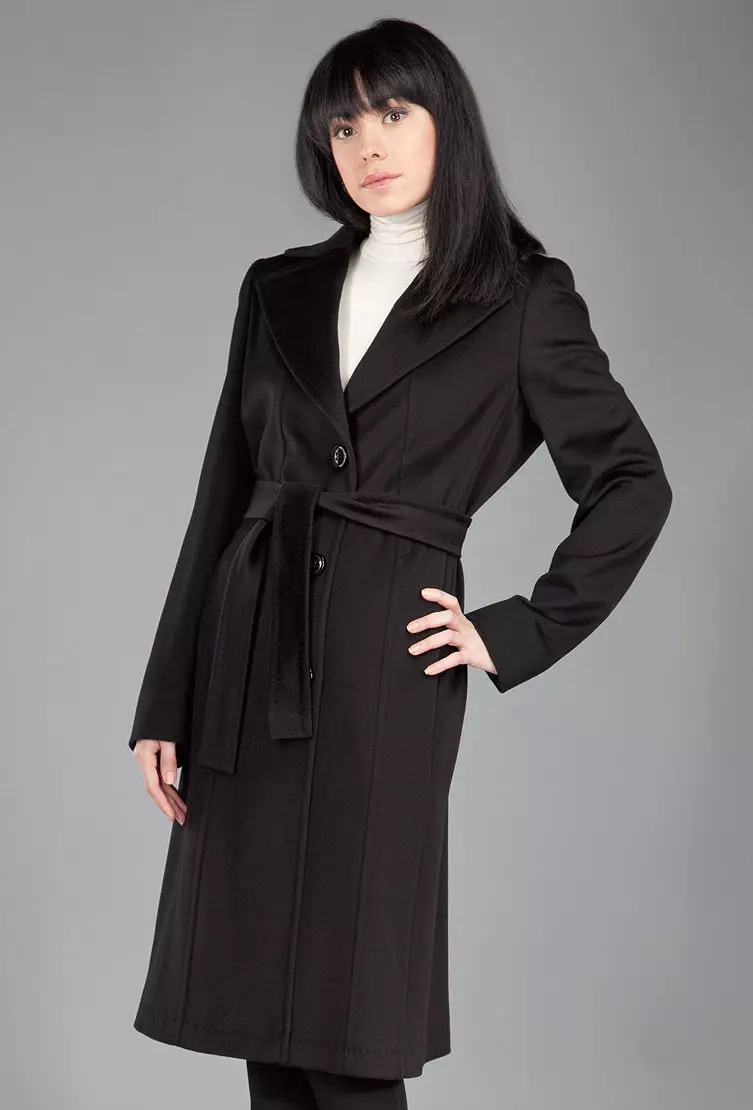 Classic Black Coat (68 foto): Apa yang harus dipakai 581_13