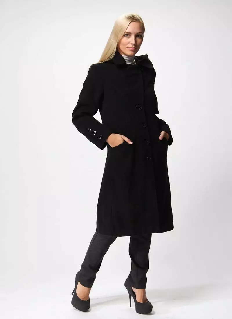 Classic Black Coat (68 foto): Apa yang harus dipakai 581_7