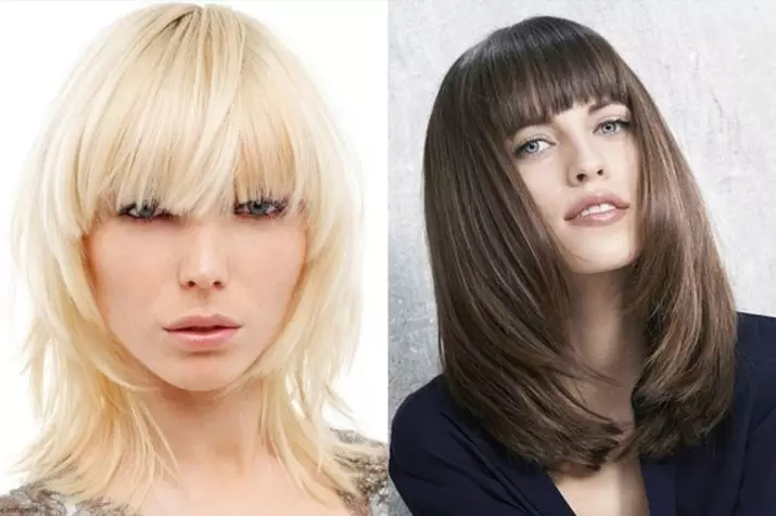 Фризури со долги Bangs (61 фотографии): Опции за модерни фризури за долга и кратка коса со издолжени удирања, модни примери 5828_60