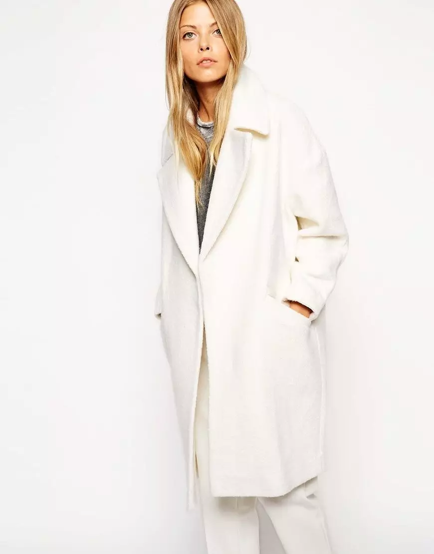 Naisten White Coat (183 kuvaa): Lyhyt, Mango, Valko-Venäjä, kuinka puhdistaa takki, pitkä, huivi valkoinen takki, hupullinen 583_59