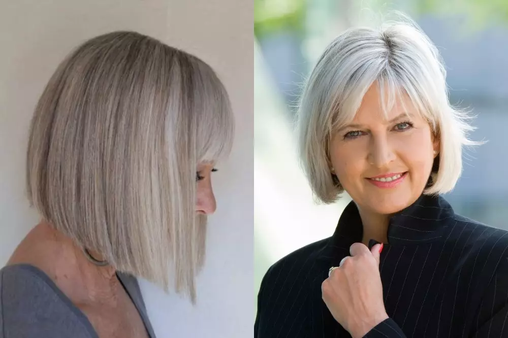 50 साल और उससे अधिक उम्र के महिलाओं के लिए बाल कटवाने (62 फोटो): मध्यम और छोटे बाल लंबे, फैशनेबल विकल्पों वाली महिलाओं के लिए युवा हेयर स्टाइल 5918_24