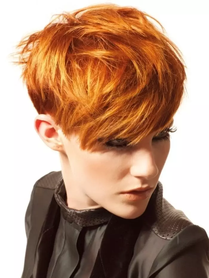 Haircuts në flokë të kuq (55 foto): Hairstyles në gjatësinë e mesme të flokëve të ngjyrës së bakrit me bangs, zgjidhni një kara, pixie ose bob 6006_25