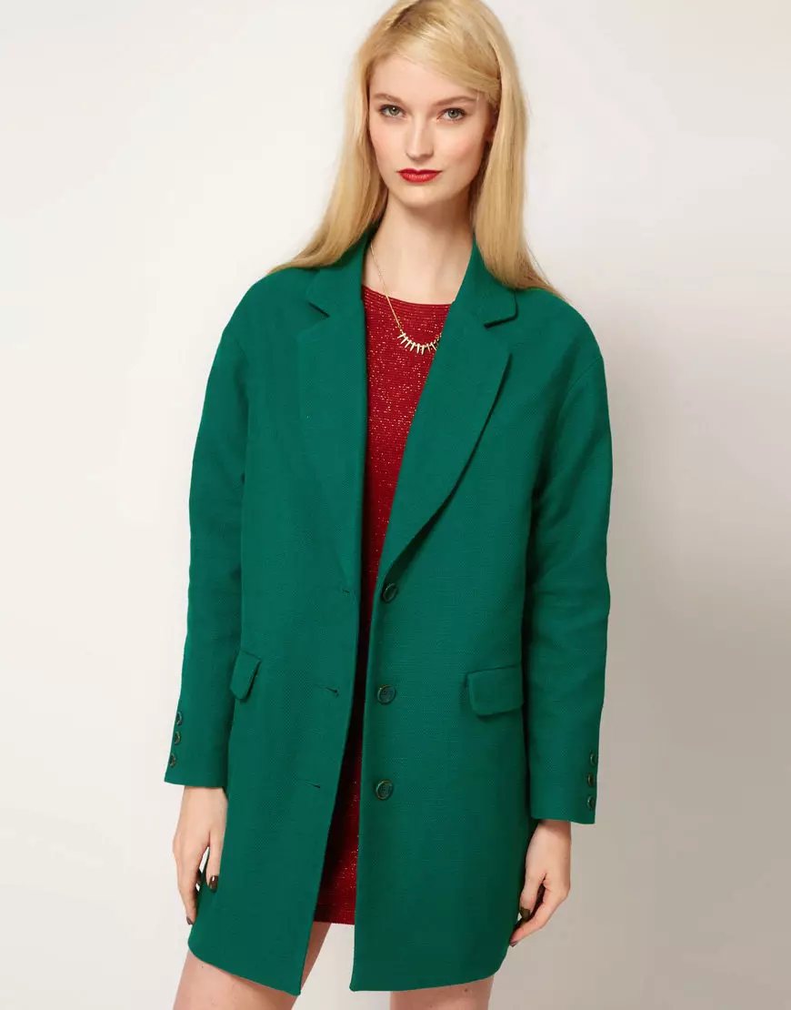 グリーンコート（122写真）を着用するもの：濃い緑、スカーフがフィット、バッグ、アクセサリー、英語の襟付きコート 601_11