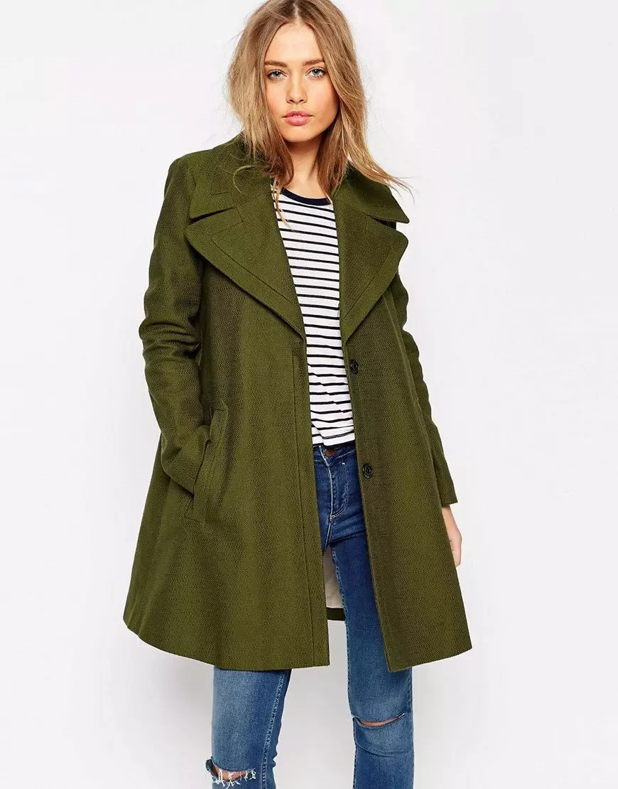 녹색 코트 (122 장의 사진)를 착용하는 것 : 진한 녹색, 어떤 스카프가 적합 할 것, 가방, 부속품, 영어 칼라가있는 코트 601_13