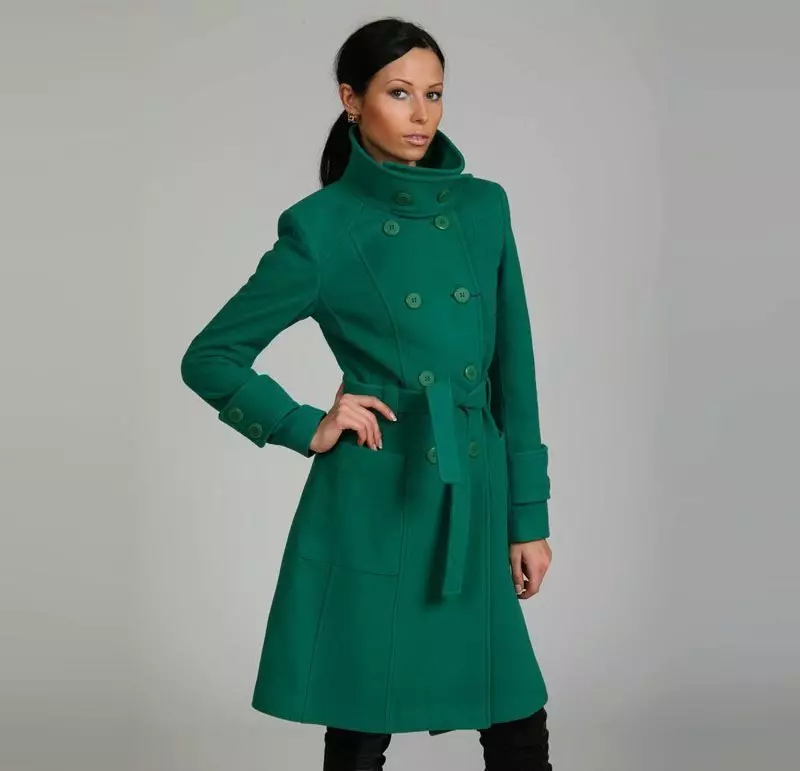 グリーンコート（122写真）を着用するもの：濃い緑、スカーフがフィット、バッグ、アクセサリー、英語の襟付きコート 601_16