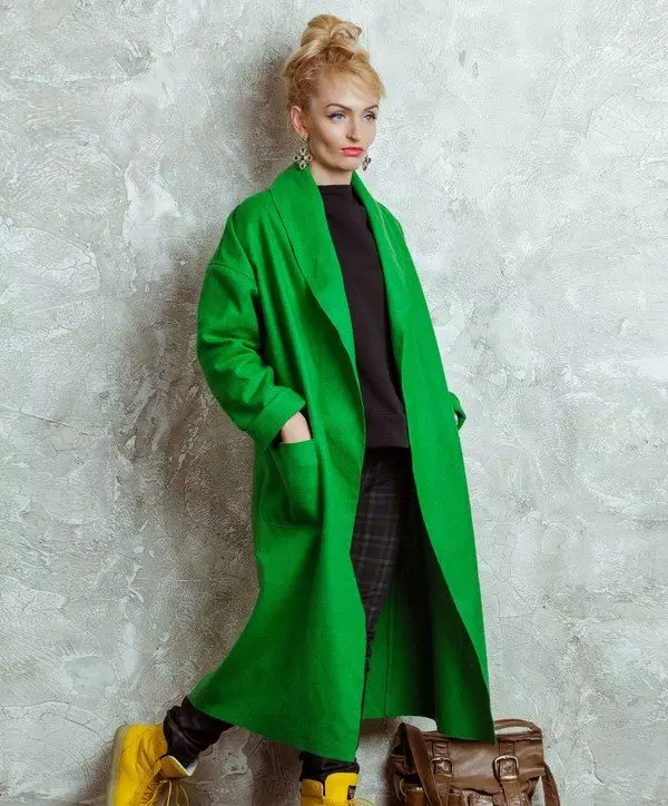 グリーンコート（122写真）を着用するもの：濃い緑、スカーフがフィット、バッグ、アクセサリー、英語の襟付きコート 601_38