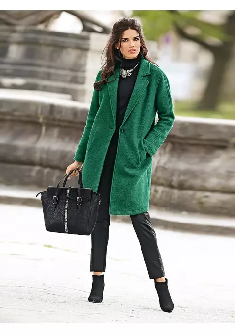 녹색 코트 (122 장의 사진)를 착용하는 것 : 진한 녹색, 어떤 스카프가 적합 할 것, 가방, 부속품, 영어 칼라가있는 코트 601_5