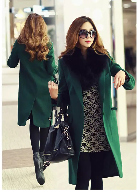 녹색 코트 (122 장의 사진)를 착용하는 것 : 진한 녹색, 어떤 스카프가 적합 할 것, 가방, 부속품, 영어 칼라가있는 코트 601_58