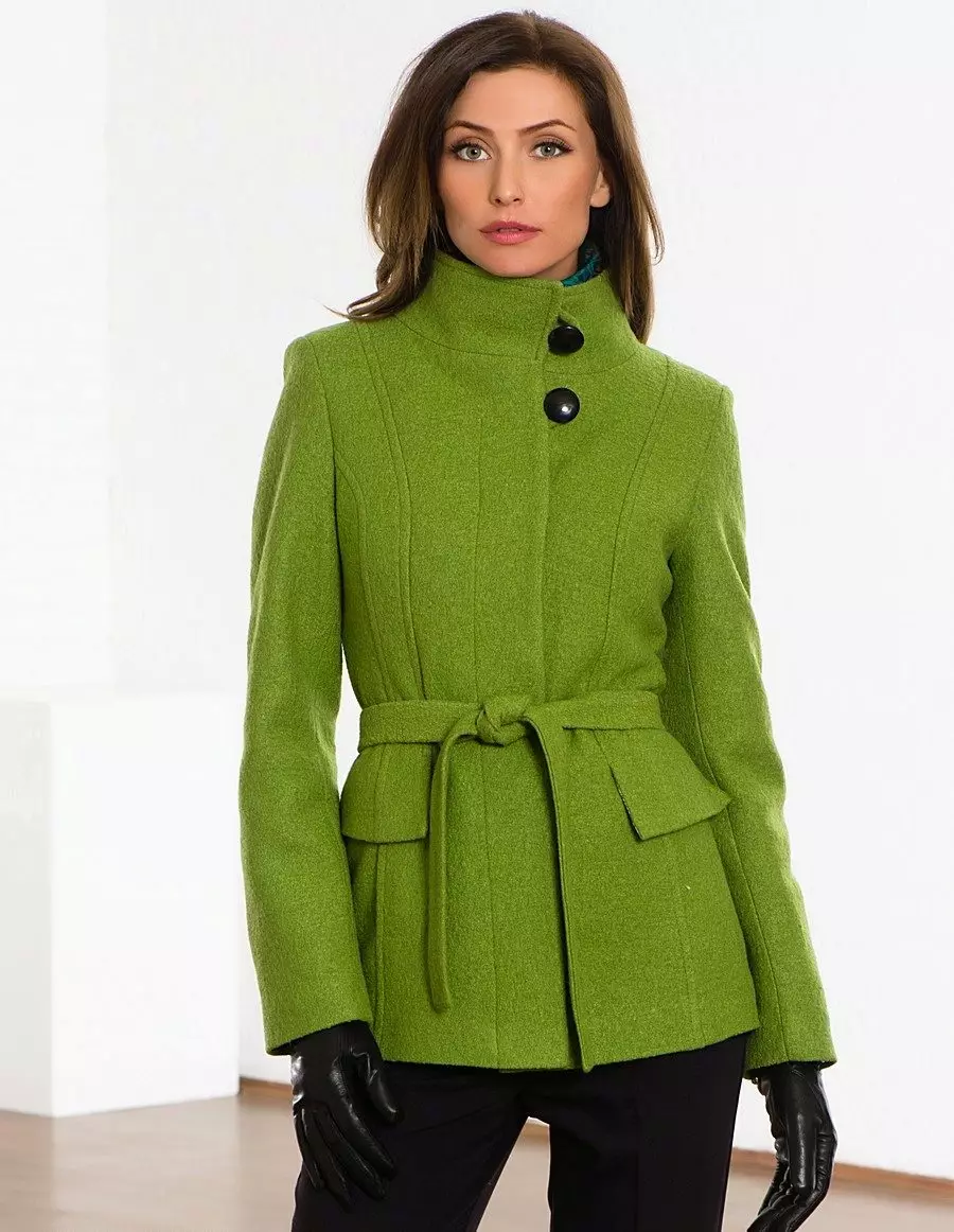 グリーンコート（122写真）を着用するもの：濃い緑、スカーフがフィット、バッグ、アクセサリー、英語の襟付きコート 601_66