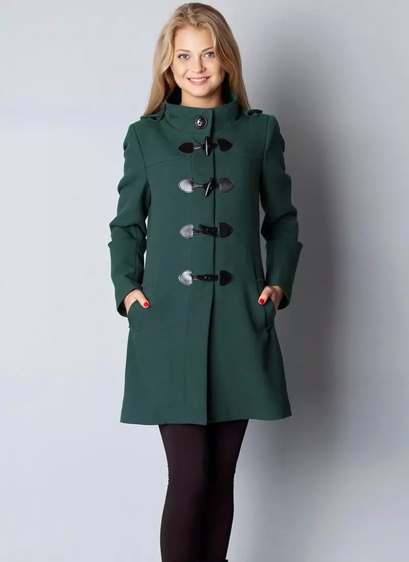 グリーンコート（122写真）を着用するもの：濃い緑、スカーフがフィット、バッグ、アクセサリー、英語の襟付きコート 601_7