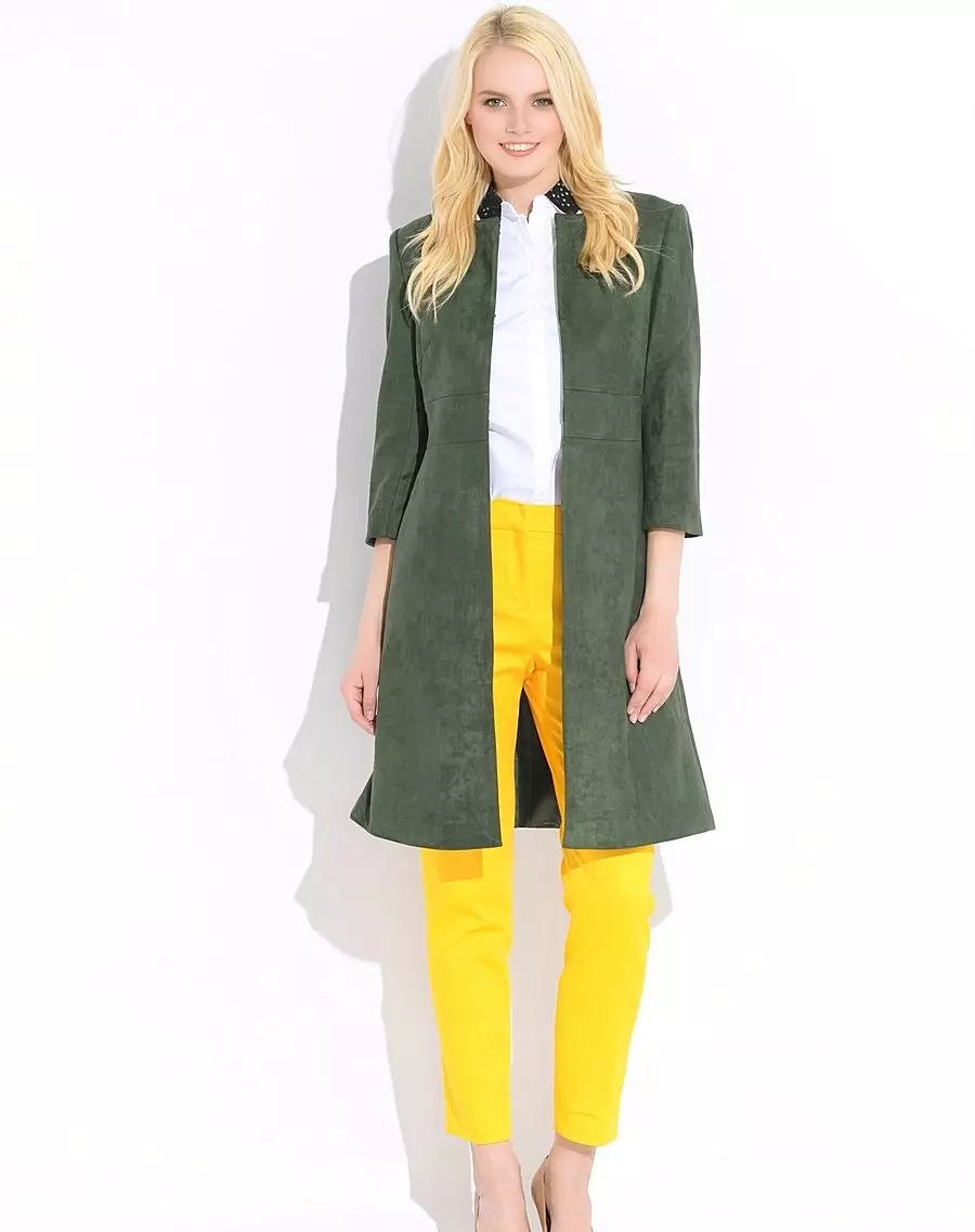 녹색 코트 (122 장의 사진)를 착용하는 것 : 진한 녹색, 어떤 스카프가 적합 할 것, 가방, 부속품, 영어 칼라가있는 코트 601_76