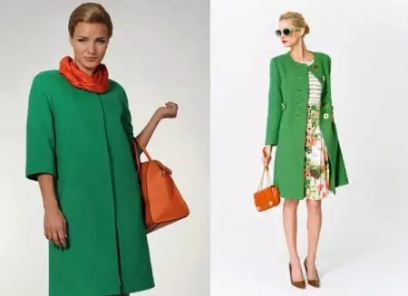 녹색 코트 (122 장의 사진)를 착용하는 것 : 진한 녹색, 어떤 스카프가 적합 할 것, 가방, 부속품, 영어 칼라가있는 코트 601_9