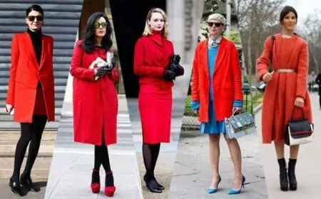 什麼穿紅色外套（77張）：總之，在一個籠子裡，用圍巾，用紅色上衣的圖像，一頂帽子，時尚2021 608_54