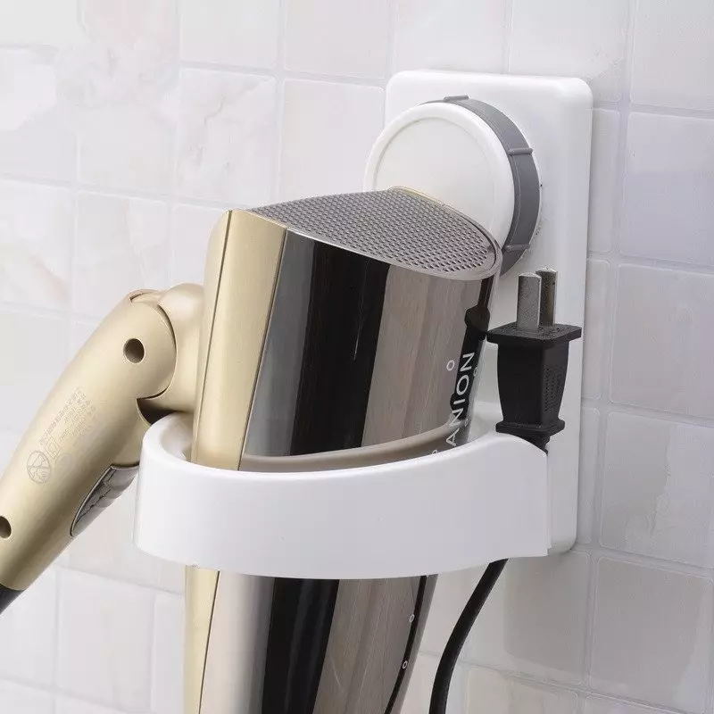 Holder for a hair dryer in the bathroom: in the form of a stand, wall and other options. Escala models from Axentia, IKEA and other brands 6108_13