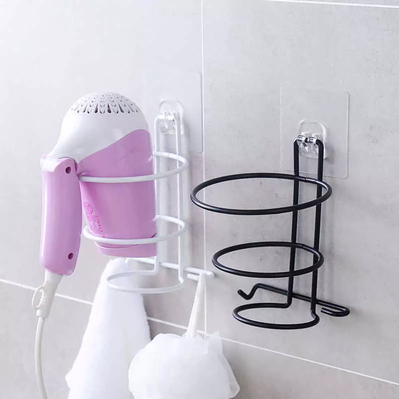 Sing duwe pengering rambut ing kamar mandi: ing bentuk tembok lan pilihan liyane. Model Escala saka Axentia, Ikea lan merek liyane 6108_2