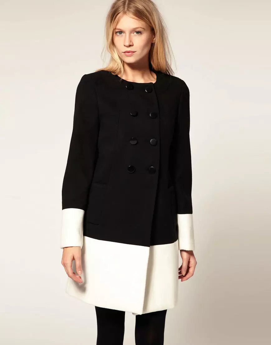 Cappotto nero femminile (172 foto): lungo, corto, incappucciato, bianco e nero, dritto, maniche in pelle, vestibilità, pelle 611_116