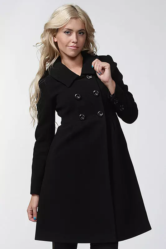 Cappotto nero femminile (172 foto): lungo, corto, incappucciato, bianco e nero, dritto, maniche in pelle, vestibilità, pelle 611_25