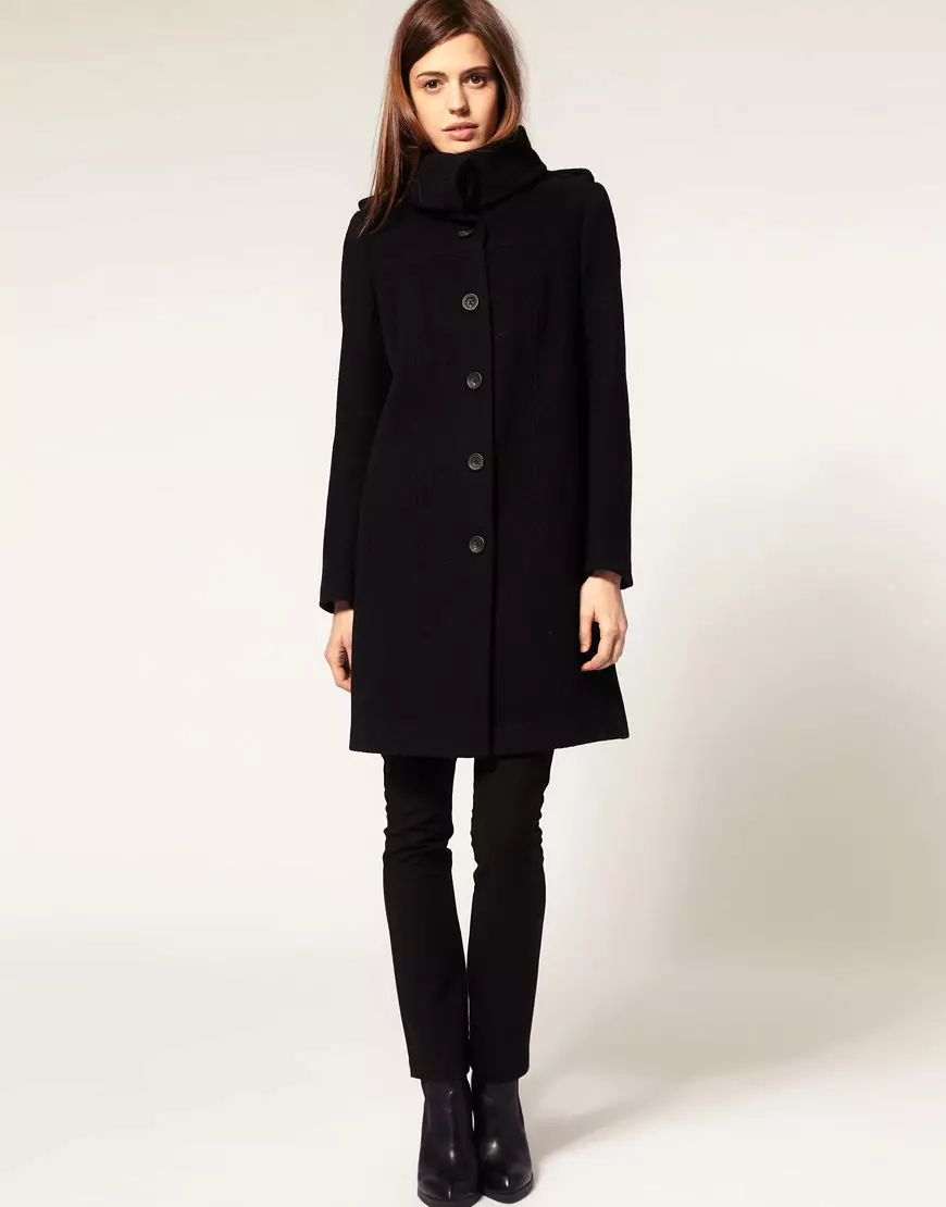 کت سیاه زن (172 عکس): طولانی، کوتاه، هود، سیاه و سفید، مستقیم، آستین چرمی، مناسب، چرم 611_66