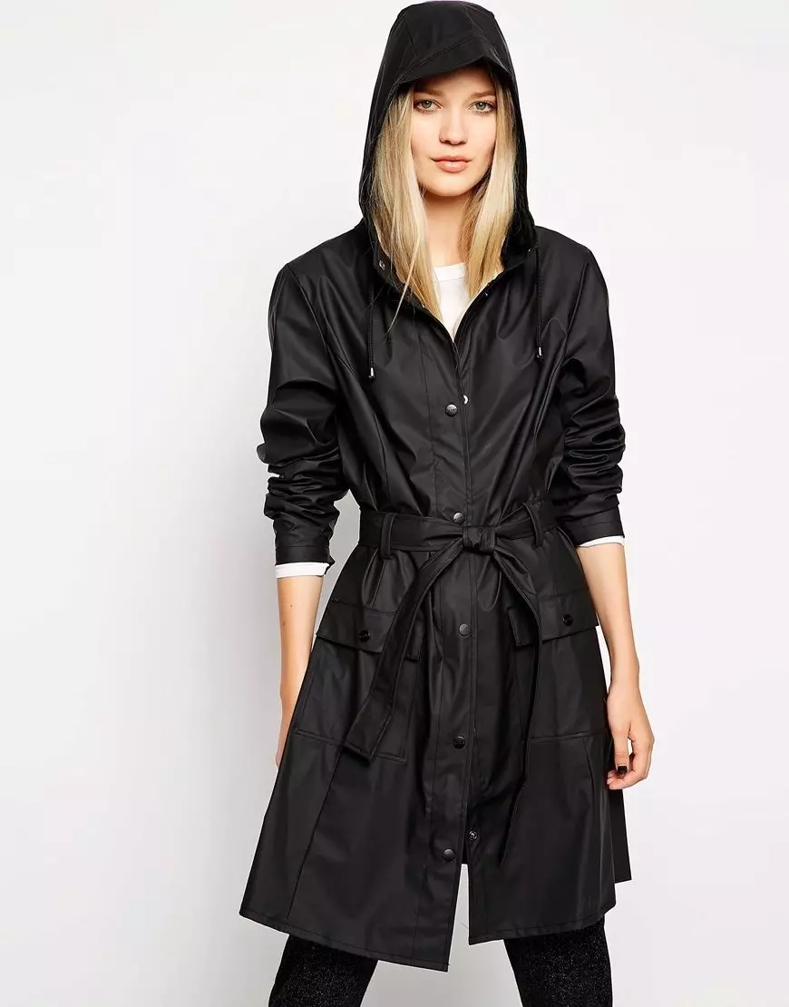 Abrigo negro femenino (172 fotos): largo, corto, con capucha, blanco y negro, recto, mangas de cuero, ajuste, cuero 611_84
