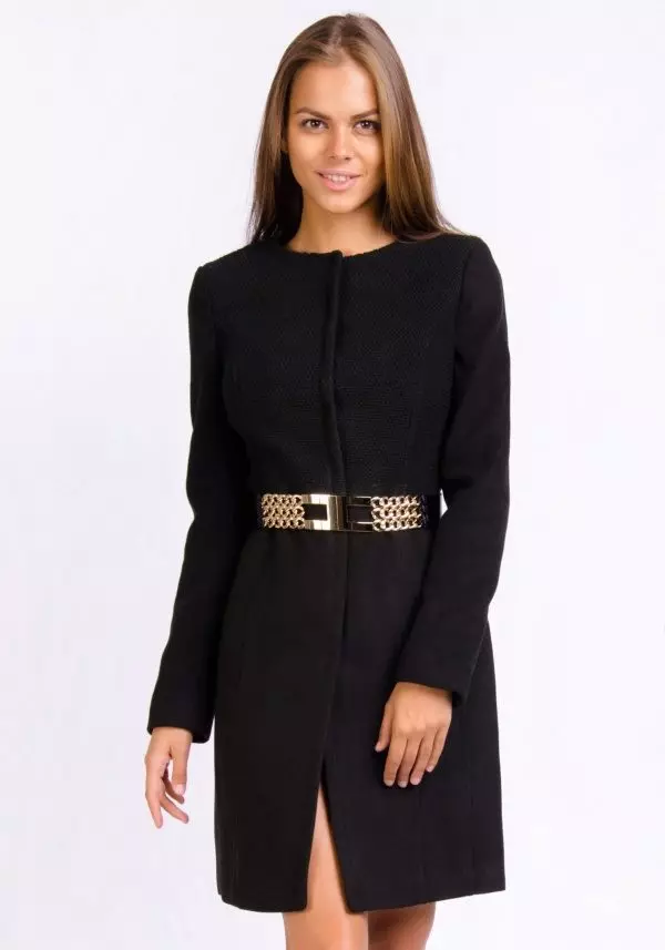 Cappotto nero femminile (172 foto): lungo, corto, incappucciato, bianco e nero, dritto, maniche in pelle, vestibilità, pelle 611_99