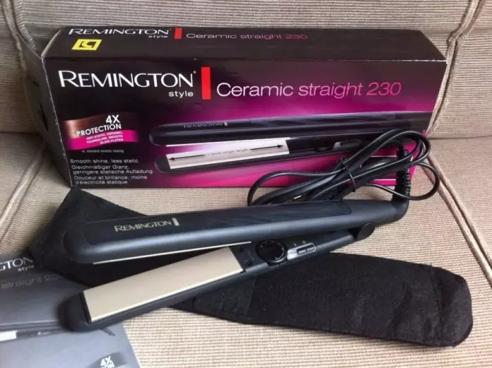 Iron Remington: Fitur penyebaran rambut. Review model kanthi lapisan keramik lan turmaline 6168_25