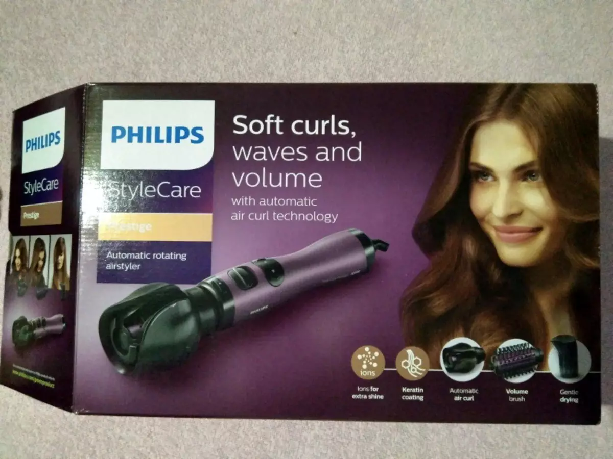 Philips hairdryers: pagsusuri ng hairdryers na may umiikot na suklay at pumili ng estilo ng buhok mula sa Philips 6173_6