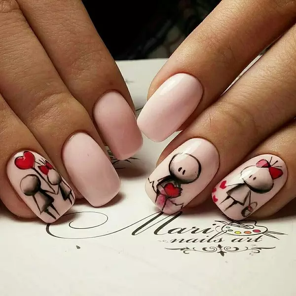 Manicure on February 14 (57 photos): nail design ideas on lovers day, beautiful examples 6259_27