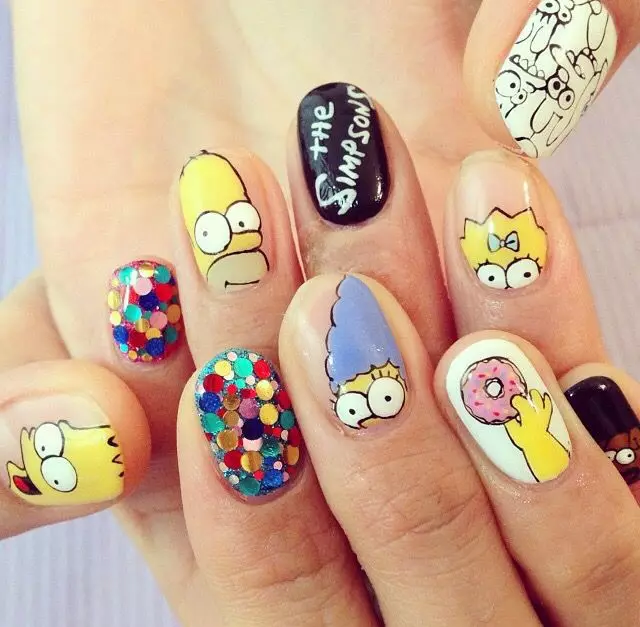 Cartoons ka lipekere e (58 photos): moralo oa qabolang manicure le bahale 