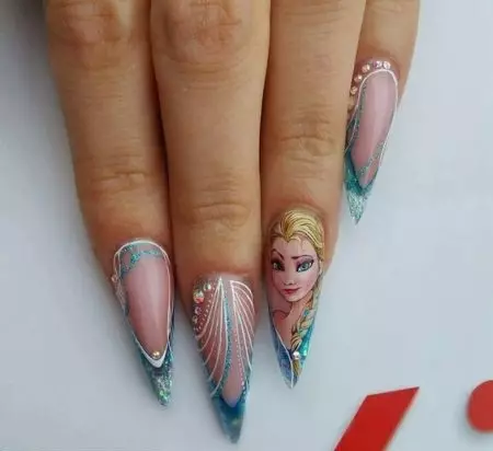 Cartoons ka lipekere e (58 photos): moralo oa qabolang manicure le bahale 