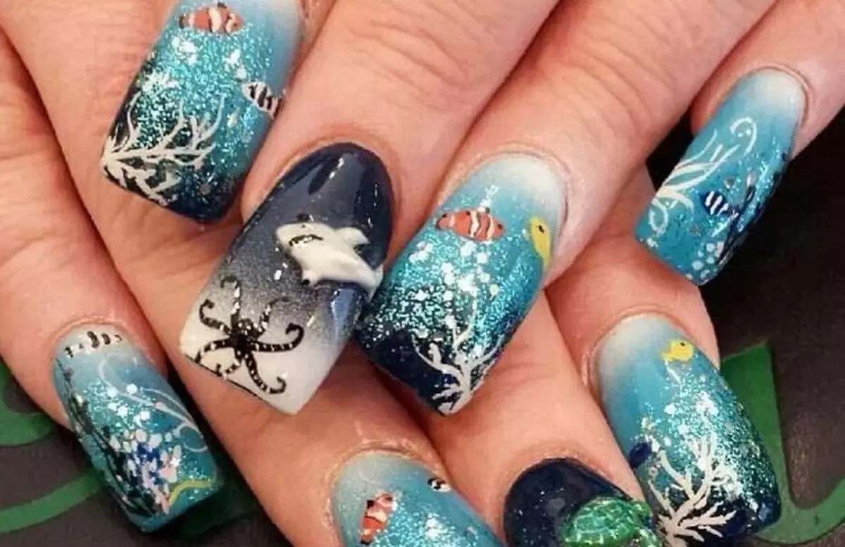 Manicura volumétrica (63 fotos): diseño de uñas con efecto 3D, aplicación de reptiles y otros dibujos 6280_60