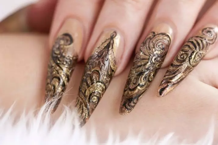 Oriental manicure (34 fotos): nail design yn easterske styl 6302_29