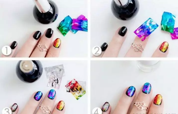 manicure ជាមួយ foil (រូបថត 114): គំនិតរចនាក្រចកដែលមានឆ្នូតពីក្រដាសប្រាក់មាសឬប្រាក់ 6319_78