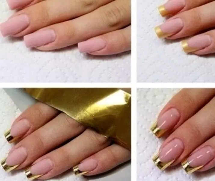Маникир со фолија (114 фотографии): идеи за дизајн на нокти со ленти од златна или сребрена фолија 6319_82