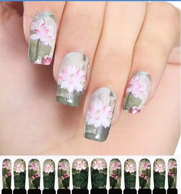 Pegatinas nas uñas (81 fotos): ideas de deseño de manicura, como traducir adhesivos 3D na casa? Como aplicar bloques térmicos nas uñas? 6334_9