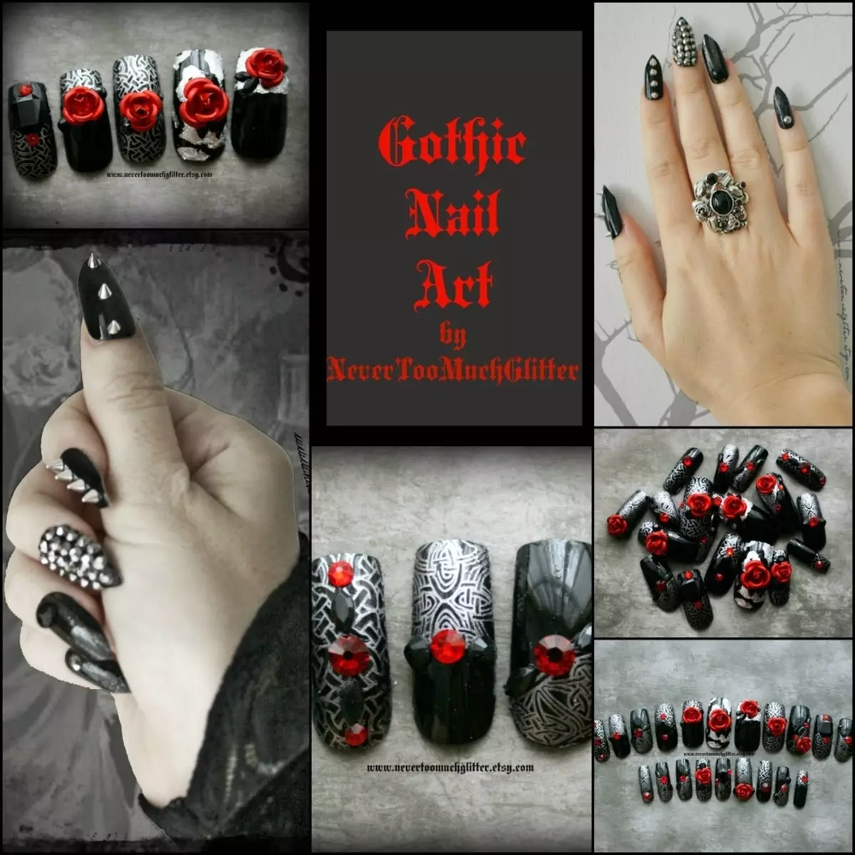 Gothic Manikyyri (40 Valokuvat): Nailsin muotoilun ominaisuudet ovat valmiita 6351_34