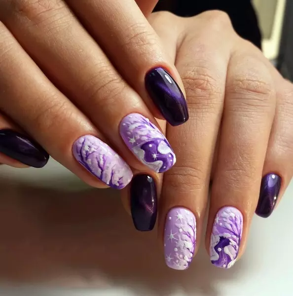 Cute manicure (63 mga larawan): Paglikha ng Feminine Nail Design na may mga guhit 6356_59