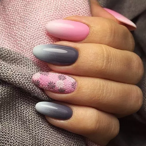 Manicure Ombre (Litšoantšo tse 184): Ke eng? U ka etsa joang se tšoeu se bosoeu le le bobebe ho lipekere seterekeng sa brash ea ombre brashe mme phello ee e fapana joang le gratient? 6379_11