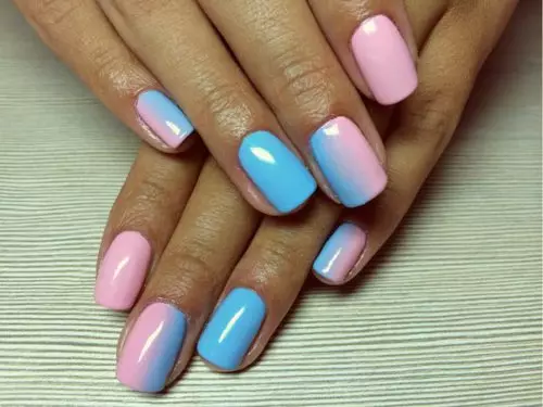 Manicure Ombre (184 ata): O le a ai? Le auala e faia ai se ufiufi sinasina ma le malamalama i luga o le fao i le faiga o ombre pulumu ma e faapefea ona ese mai lenei aafiaga mai le gradient? 6379_75