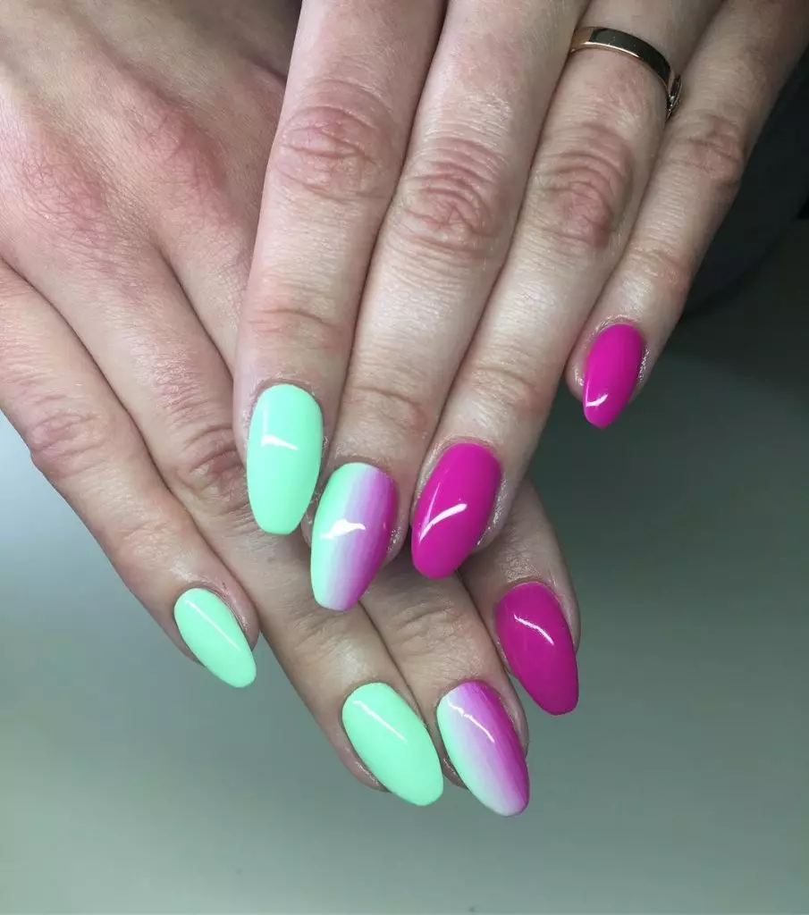 Manicura Ombre (184 fotos): Que é? Como facer un revestimento branco e lixeiro sobre as uñas ao estilo de pincel de Ombre e como se diferencia este efecto do gradiente? 6379_83