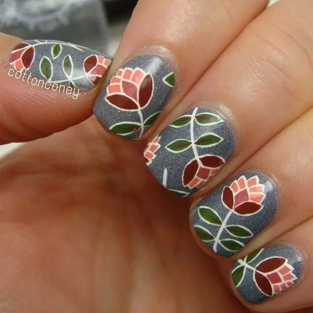 Stained glass manicure (44 mga larawan): Kuko disenyo na may stained glass 6389_7