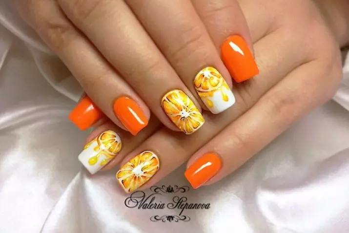 Citrus on nails (39 photos): Step-by-step manicure technique with lemon slices, lime, grapefruit and orange. Design options 6390_13
