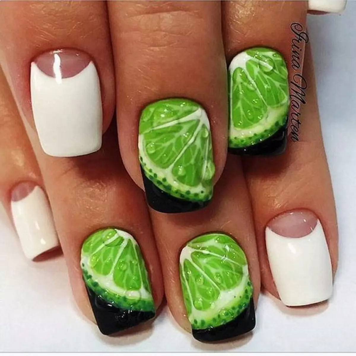 Citrus on nails (39 photos): Step-by-step manicure technique with lemon slices, lime, grapefruit and orange. Design options 6390_36