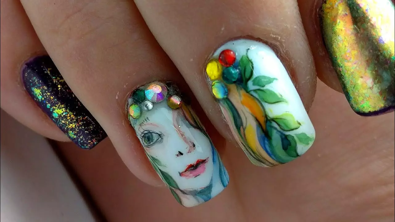 Acuarela en uñas (45 fotos): Manicura de deseño usando pintura de acuarela, técnicas de debuxo que utilizan verniz 6402_22