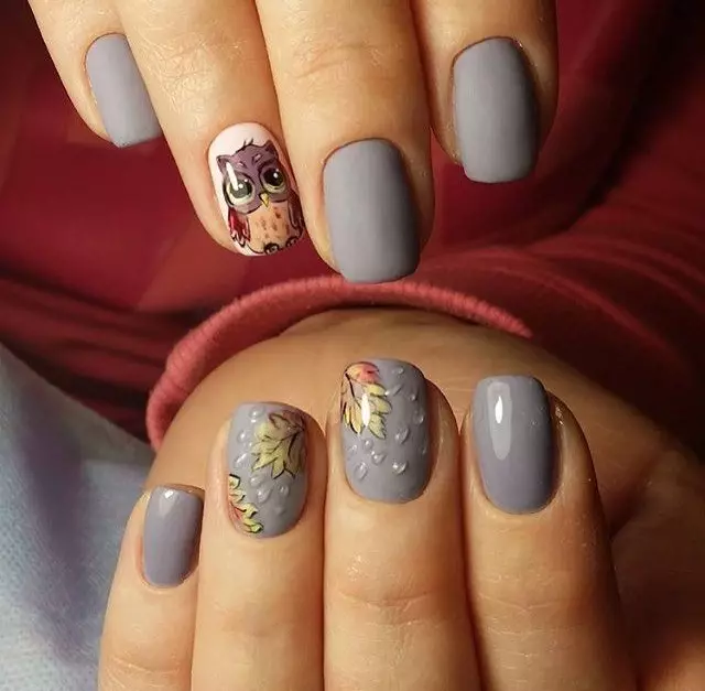 Manicure nrog Owls (63 daim duab): Cov tswv yim tsim zoo tshaj plaws ntawm cov ntsia hlau nrog kev kos duab 6412_23